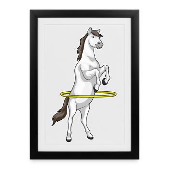 Gymnastique d’entraînement par cerceau pour chevaux - Affiche encadrée (27 × 37 cm) - noir - Devant