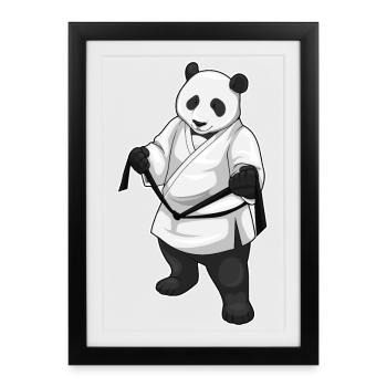 Panda Karaté Arts Martiaux - Affiche encadrée (27 × 37 cm) - noir - Devant