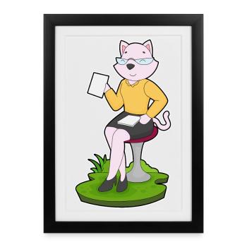Bureau du Secrétariat du Chat - Affiche encadrée (27 × 37 cm) - noir - Devant