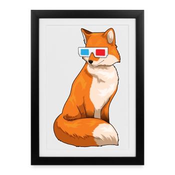 Fuchs Brille - Gerahmtes Poster (27 × 37 cm) - Schwarz - Vorne