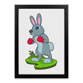 Bunny Boxer Boxing Gloves Boxing - Framed poster (27 × 37 cm) - black - Front