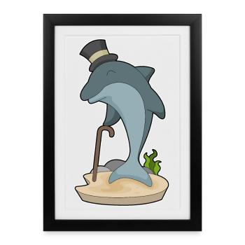 Chapeau haut-de-forme Gentleman Dauphin - Affiche encadrée (27 × 37 cm) - noir - Devant