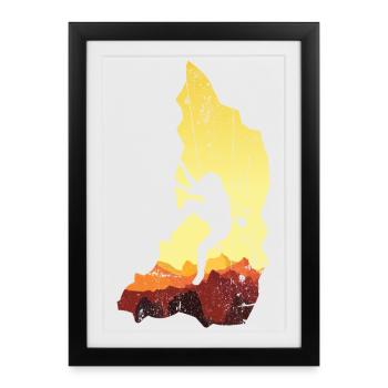 Silhouette du sommet Ascension de l’aube - Affiche encadrée (27 × 37 cm) - noir - Devant