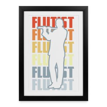 Retro Flutist - Framed poster (27 × 37 cm) - black - Front