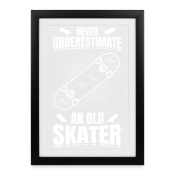 Skateboarding Grandpa - Framed poster (27 × 37 cm) - black - Front