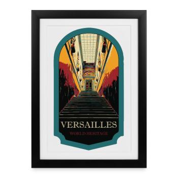 Escalier royal, Illustration de Versailles - Affiche encadrée (27 × 37 cm) - noir - Devant