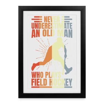 Grand-père de hockey - Affiche encadrée (27 × 37 cm) - noir - Devant