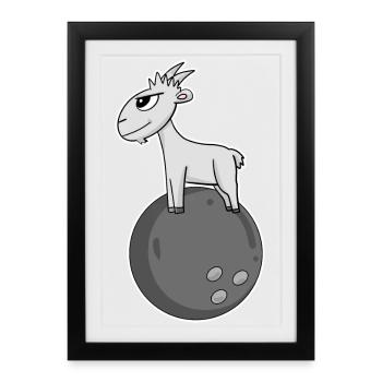 Bowling de chèvre - Affiche encadrée (27 × 37 cm) - noir - Devant