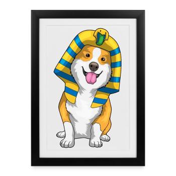 Corgi Halloween Pharaon - Affiche encadrée (27 × 37 cm) - noir - Devant