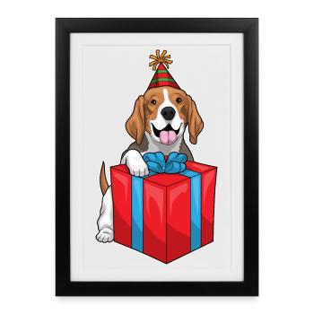Beagle Birthday Package - Framed poster (27 × 37 cm) - black - Front