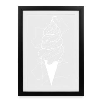 Cornet de crème glacée Dessin - Affiche encadrée (27 × 37 cm) - noir - Devant