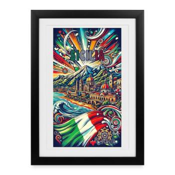 Sicily Italy travel design - Framed poster (27 × 37 cm) - black - Front