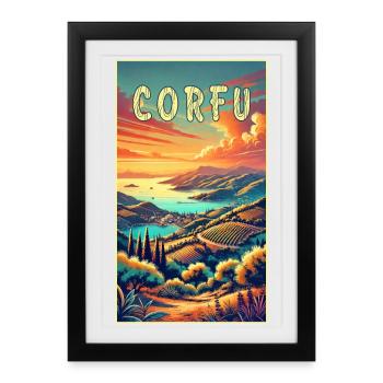 Corfu Greece paradise design - Framed poster (27 × 37 cm) - black - Front
