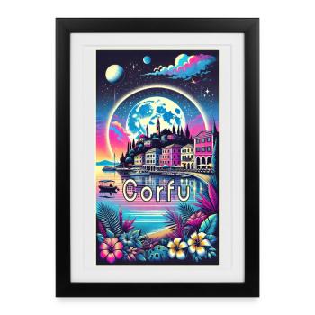 Corfu Greece vacation design - Framed poster (27 × 37 cm) - black - Front
