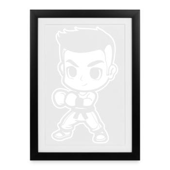 Cartoon Kickboxer - Framed poster (27 × 37 cm) - black - Front