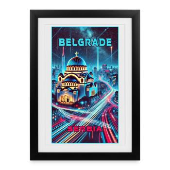 Belgrade Serbia Skyline Design - Framed poster (27 × 37 cm) - black - Front