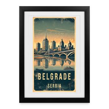 Belgrade Serbia Vintage Design - Framed poster (27 × 37 cm) - black - Front