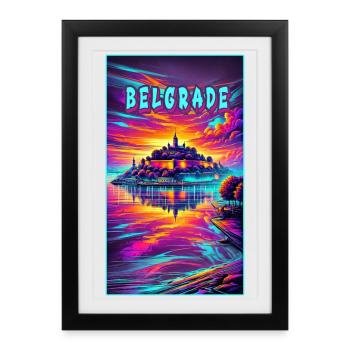Belgrade Serbia souvenir design - Framed poster (27 × 37 cm) - black - Front