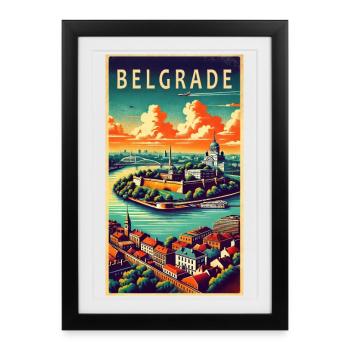 Belgrade Serbia retro design - Framed poster (27 × 37 cm) - black - Front