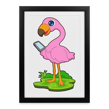 Flamingo Smartphone - Affiche encadrée (27 × 37 cm) - noir - Devant