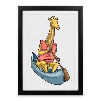 Petit bateau girafe - Affiche encadrée (27 × 37 cm) - noir - Devant