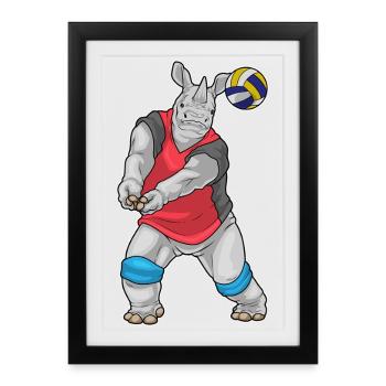 Rhino Volleyball Player Volleyball - Framed poster (27 × 37 cm) - black - Front
