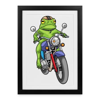 Moto Frog - Affiche encadrée (27 × 37 cm) - noir - Devant