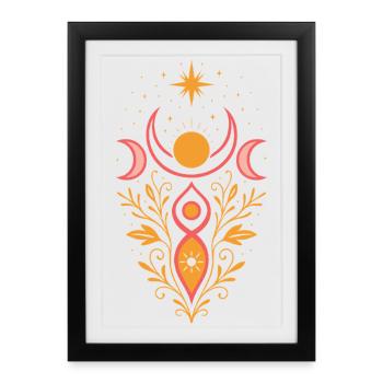 Déesse du solstice d’été, déesse du soleil - Pagan & Wicca - Affiche encadrée (27 × 37 cm) - noir - Devant