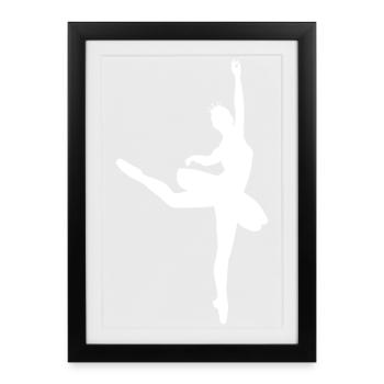 Minimalist ballet silhouette ballerina women - Framed poster (27 × 37 cm) - black - Front