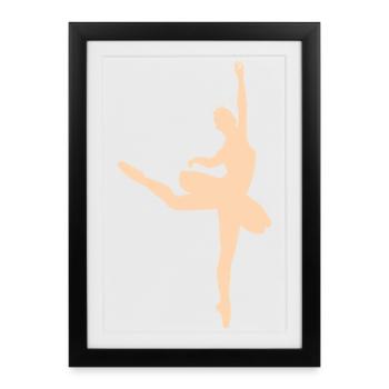 Minimalist ballet silhouette ballerina women - Framed poster (27 × 37 cm) - black - Front