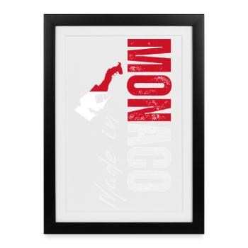 Fabriqué à Monaco, design vertical - Affiche encadrée (27 × 37 cm) - noir - Devant