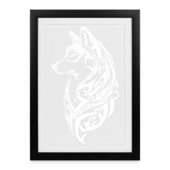 Nordic Wolf Tribal Tattoo - Framed poster (27 × 37 cm) - black - Front
