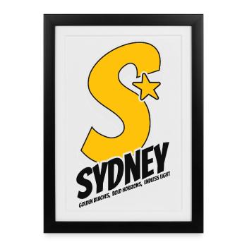 T-shirt à imprimés de la ville de Sydney - Golden Beach - Affiche encadrée (27 × 37 cm) - noir - Devant