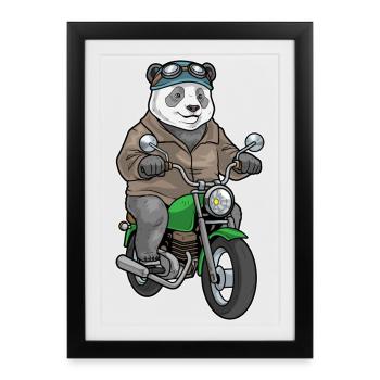 Panda Motorcycle - Framed poster (27 × 37 cm) - black - Front