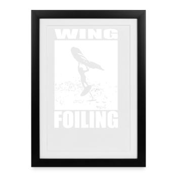 Motif de wing foil - Affiche encadrée (27 × 37 cm) - noir - Devant