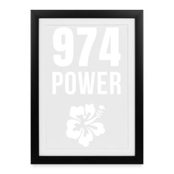 Power 974 Tropical Hibiscus - Framed poster (27 × 37 cm) - black - Front