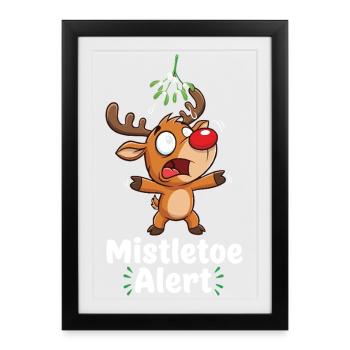 Reindeer with mistletoe - Framed poster (27 × 37 cm) - black - Front