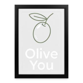 Olive You – Clean Minimal - Gerahmtes Poster (27 × 37 cm) - Schwarz - Vorne