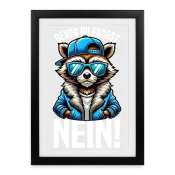 Before you ask no raccoon bad mood - Framed poster (27 × 37 cm) - black - Front