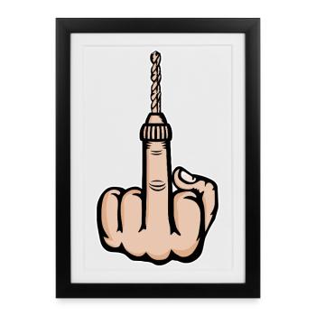 Conception de la perceuse au doigt d’honneur - Affiche encadrée (27 × 37 cm) - noir - Devant