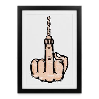 Middle Finger Stinky Finger Drill Design - Framed poster (27 × 37 cm) - black - Front