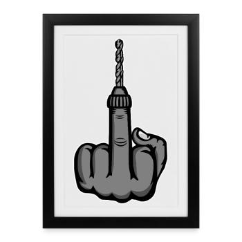 Conception de perceuse à doigt d’aiguille en majeur - Affiche encadrée (27 × 37 cm) - noir - Devant