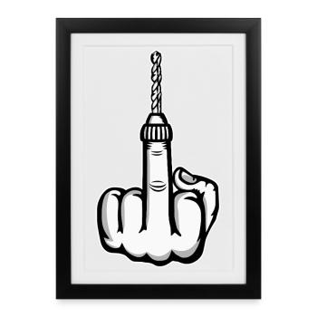 Conception de la machine Boh à doigt d’honneur - Affiche encadrée (27 × 37 cm) - noir - Devant