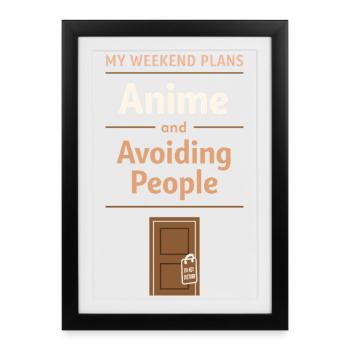 Anime-hausmensch Cuddly Weeb - Affiche encadrée (27 × 37 cm) - noir - Devant