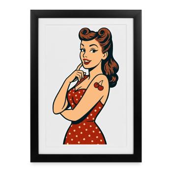 Rockabilly Pin-Up Victory Rolls Retro Gift - Framed poster (27 × 37 cm) - black - Front