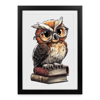 Owl Wise Stack Librarian Humor Book Club - Framed poster (27 × 37 cm) - black - Front
