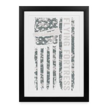 Flying Fortress American Flag WW2 Camouflage B - Framed poster (27 × 37 cm) - black - Front