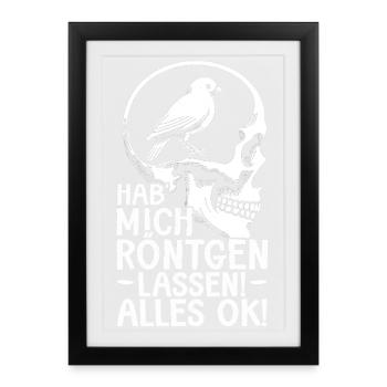 J’ai passé une radiographie dans ma tête : tout va bien - Affiche encadrée (27 × 37 cm) - noir - Devant