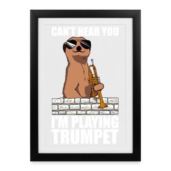 Je ne t’entends pas, trompettiste - Affiche encadrée (27 × 37 cm) - noir - Devant