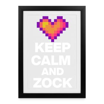 KEEP CALM AND GAMBLE! 8 BIT LOVE RETRO GIFT w - Framed poster (27 × 37 cm) - black - Front